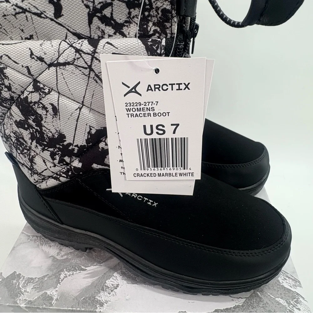 ARCTIX Womens sz 7 Cracked Marble White Quilted Faux Suede Tracer Boot NEW - Picture 9 of 12